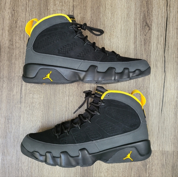 Air Jordan 9 Retro Dark Charcoal University Gold Basketball Shoes Men\'s Size 11
